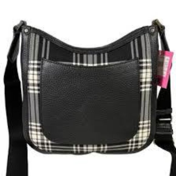 #126 NWT - Kate Spade New York Roulette Plaid Medium Messenger Black Multi - Picture 9 of 9
